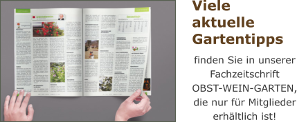 Viele aktuelle Gartentipps finden Sie in unserer Fachzeitschrift OBST-WEIN-GARTEN, die nur für Mitglieder erhältlich ist!
